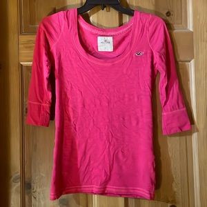 EUC Pink 3/4 sleeve Hollister stretch shirt size XS